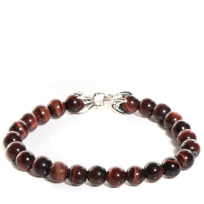 David Yurman Sterling Silver Red Tiger Eye 8mm Spiritual Beads Bracelet 1 of 6