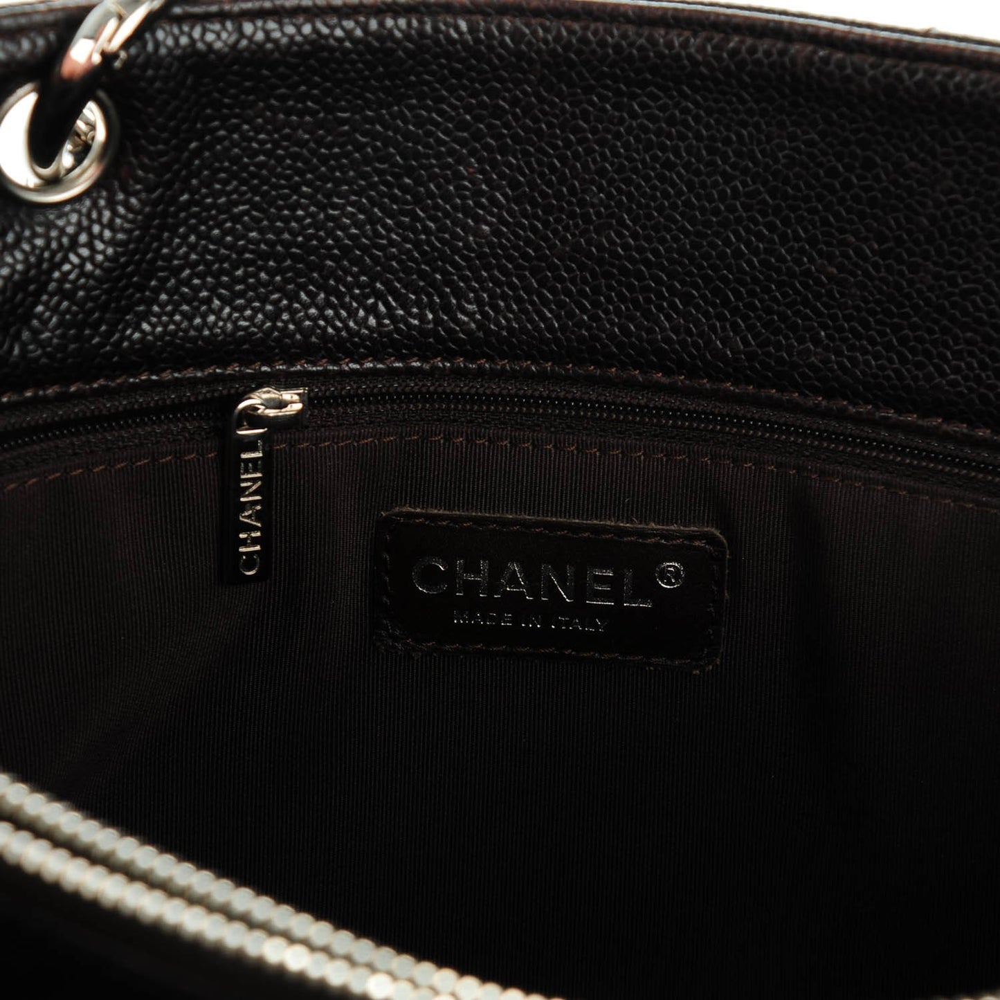 Caviar Quilted Grand Shopping Tote GST Dark Brown