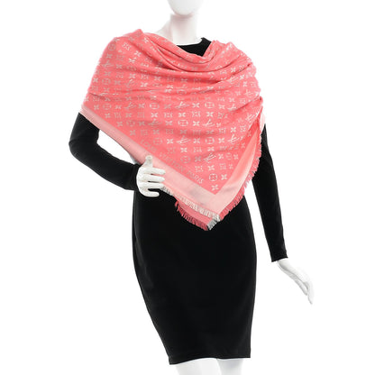 Louis Vuitton Wool Silk Monogram Denim Shawl Pivoine 2 of 4