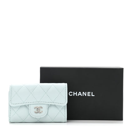 Chanel Caviar Quilted Classic 4 Key Holder Wallet Light Blue 9 of 10