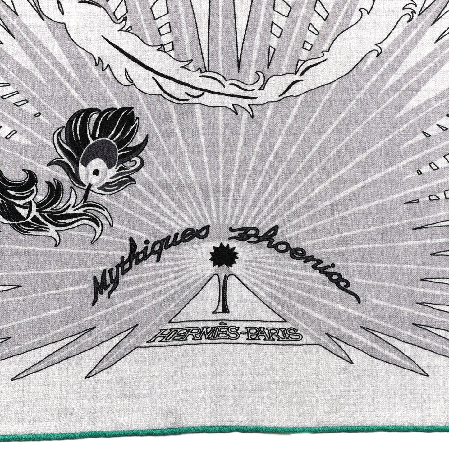 Cashmere Silk Mythiques Phoenix Coloriage Shawl 140 Gris Chine Black Vert