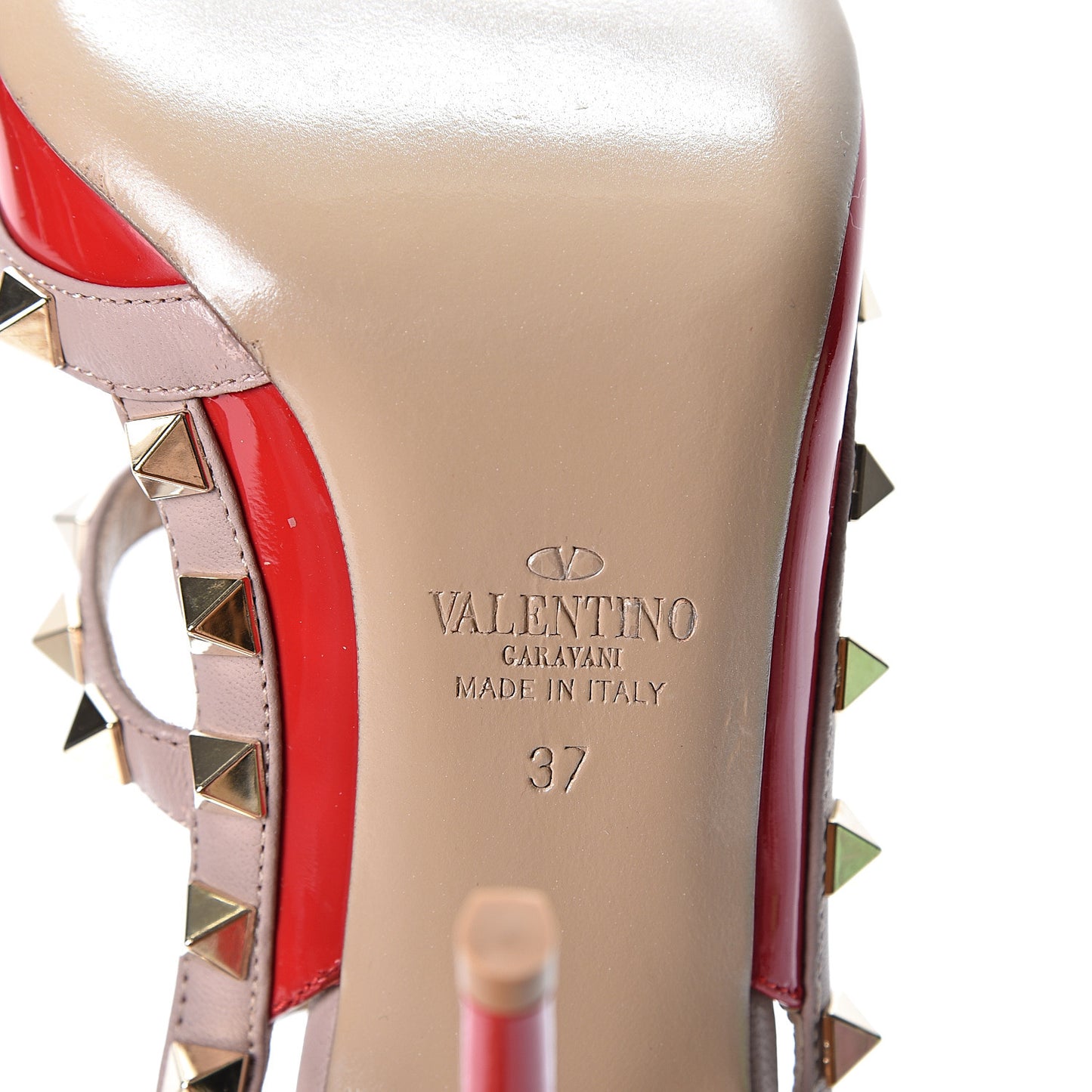 Patent Rockstud Ankle Strap 100mm Pumps 37 Rosso Valentino Poudre