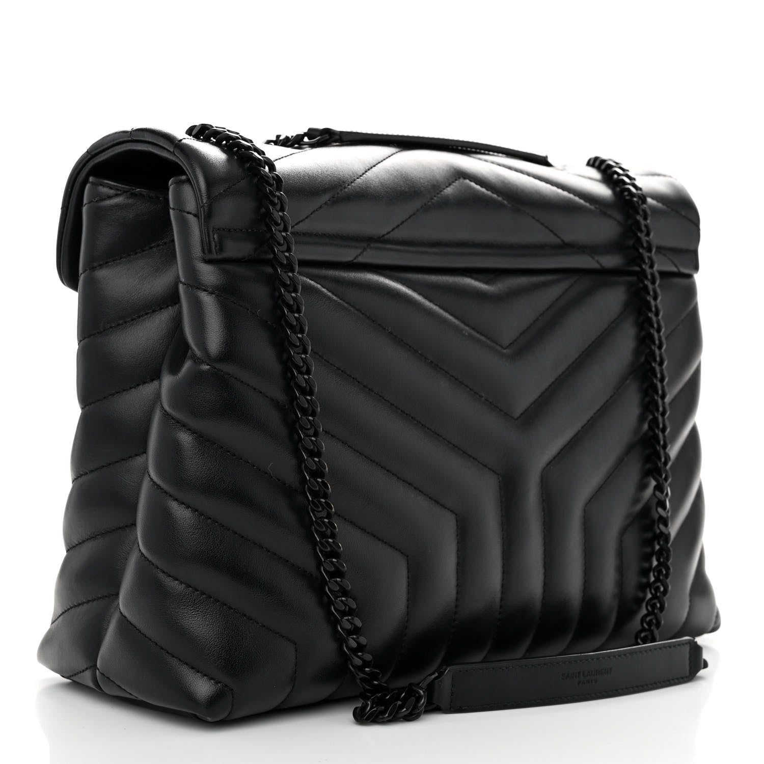 Saint Laurent Calfskin Y Quilted Monogram Monochrome Medium Loulou Chain Satchel Black 3 of 9