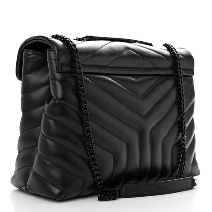 Saint Laurent Calfskin Y Quilted Monogram Monochrome Medium Loulou Chain Satchel Black 3 of 9