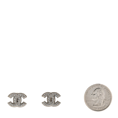 Chanel Crystal Mini CC Earrings Silver 2 of 8