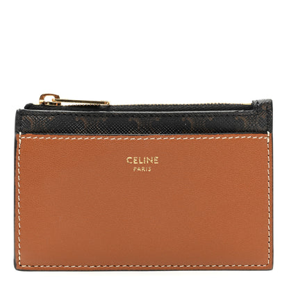 Celine Triomphe Canvas Zipped Card Holder Tan 1 of 6