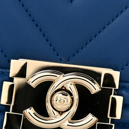 Chanel Lambskin Chevron Quilted New Medium Boy Flap Blue 12 of 15