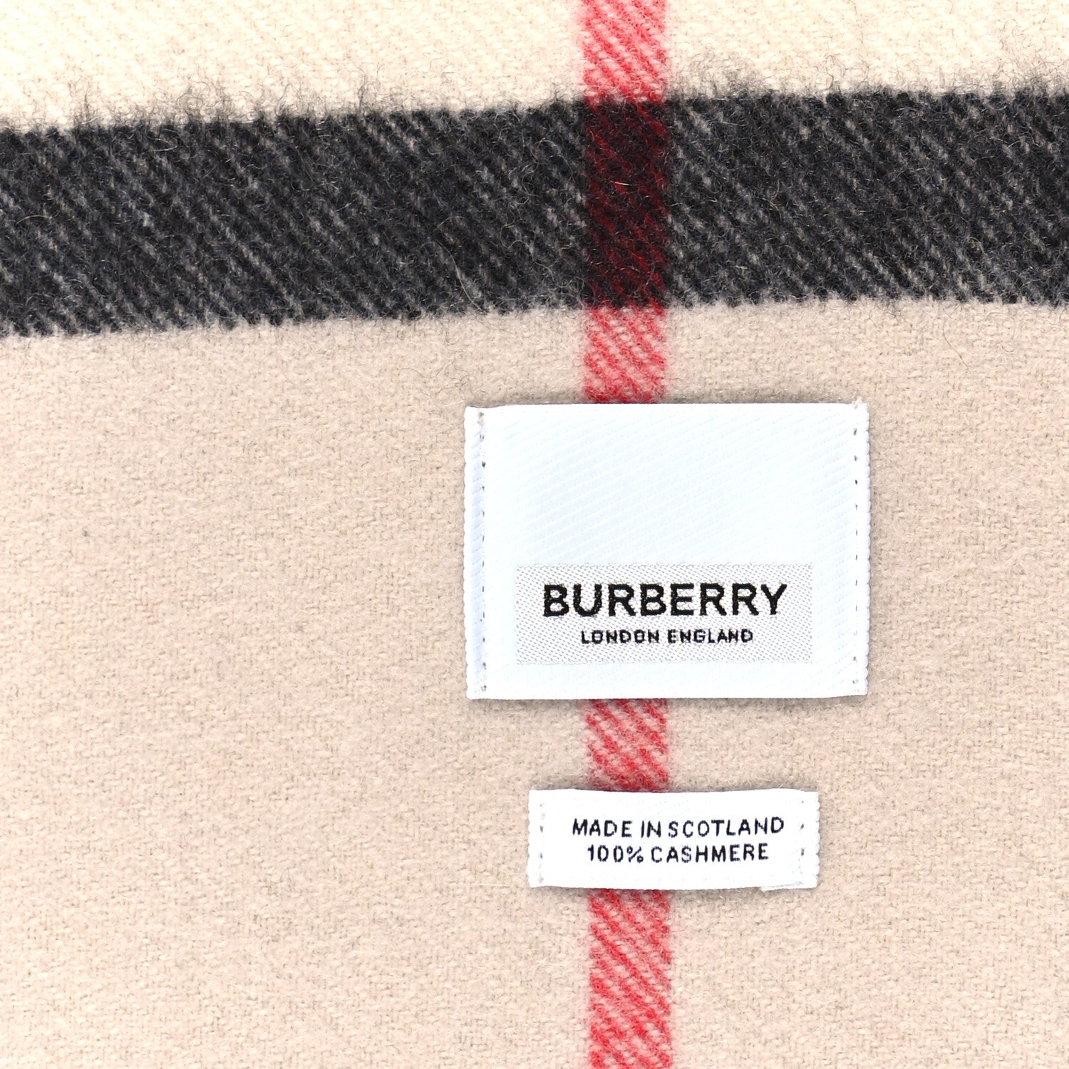Burberry Cashmere Giant Icon Check Fringe Scarf Stone Check 3 of 4