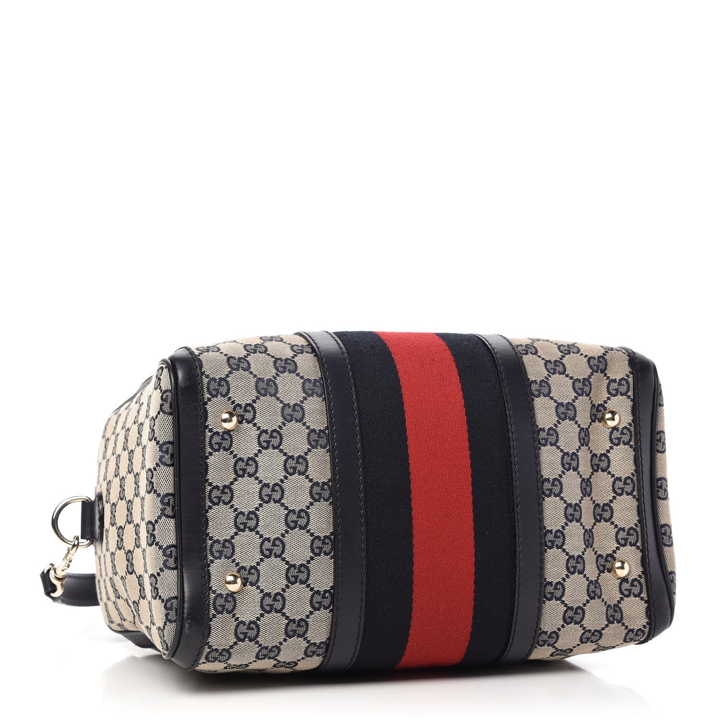 Monogram Selleria Calfskin Vintage Web Medium Boston Beige Blue