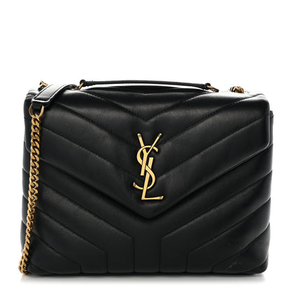 Saint Laurent Calfskin Y Quilted Monogram Small Loulou Chain Satchel Black 1 of 11
