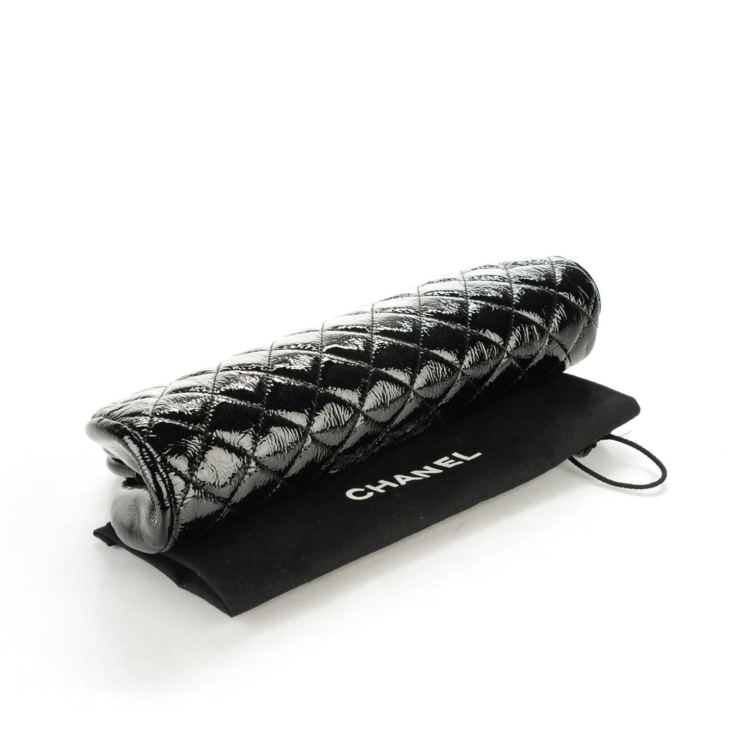 Distressed Patent Quilted Timeless Clutch Black