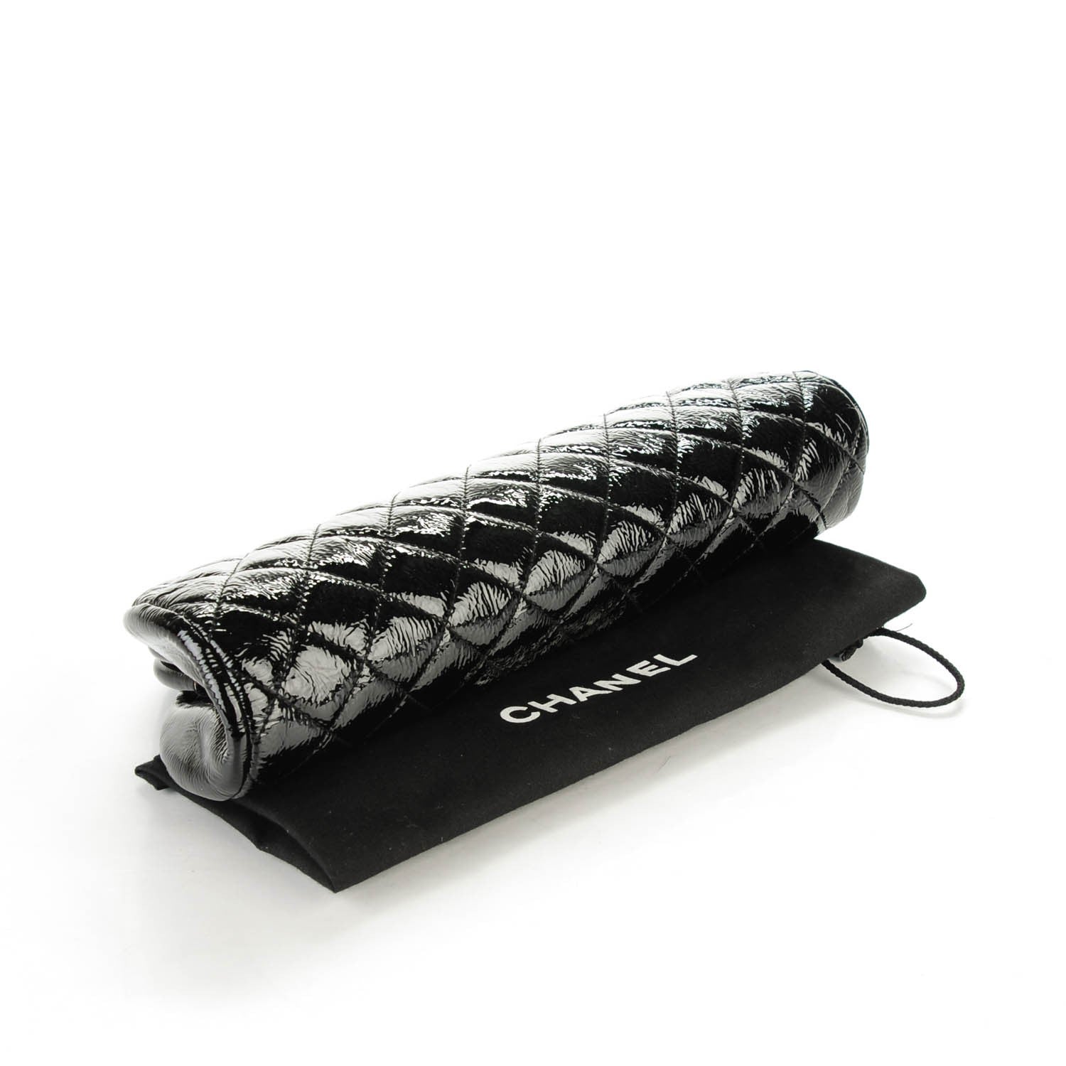 Chanel Distressed Patent Quilted Timeless Clutch Black 4 of 7