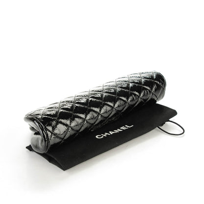 Chanel Distressed Patent Quilted Timeless Clutch Black 4 of 7