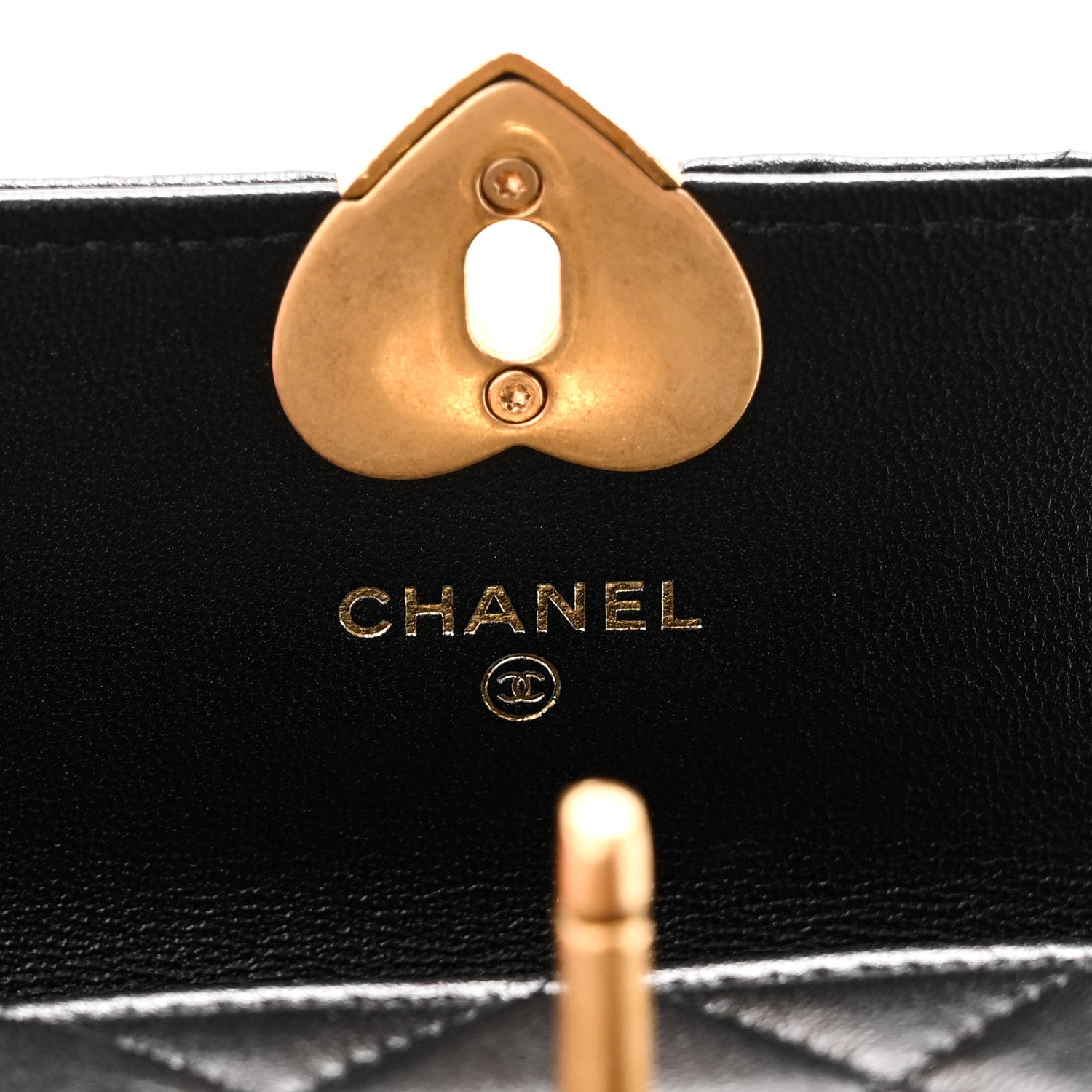 Chanel Lambskin Plexiglass Quilted Coco Love Clutch With Chain
