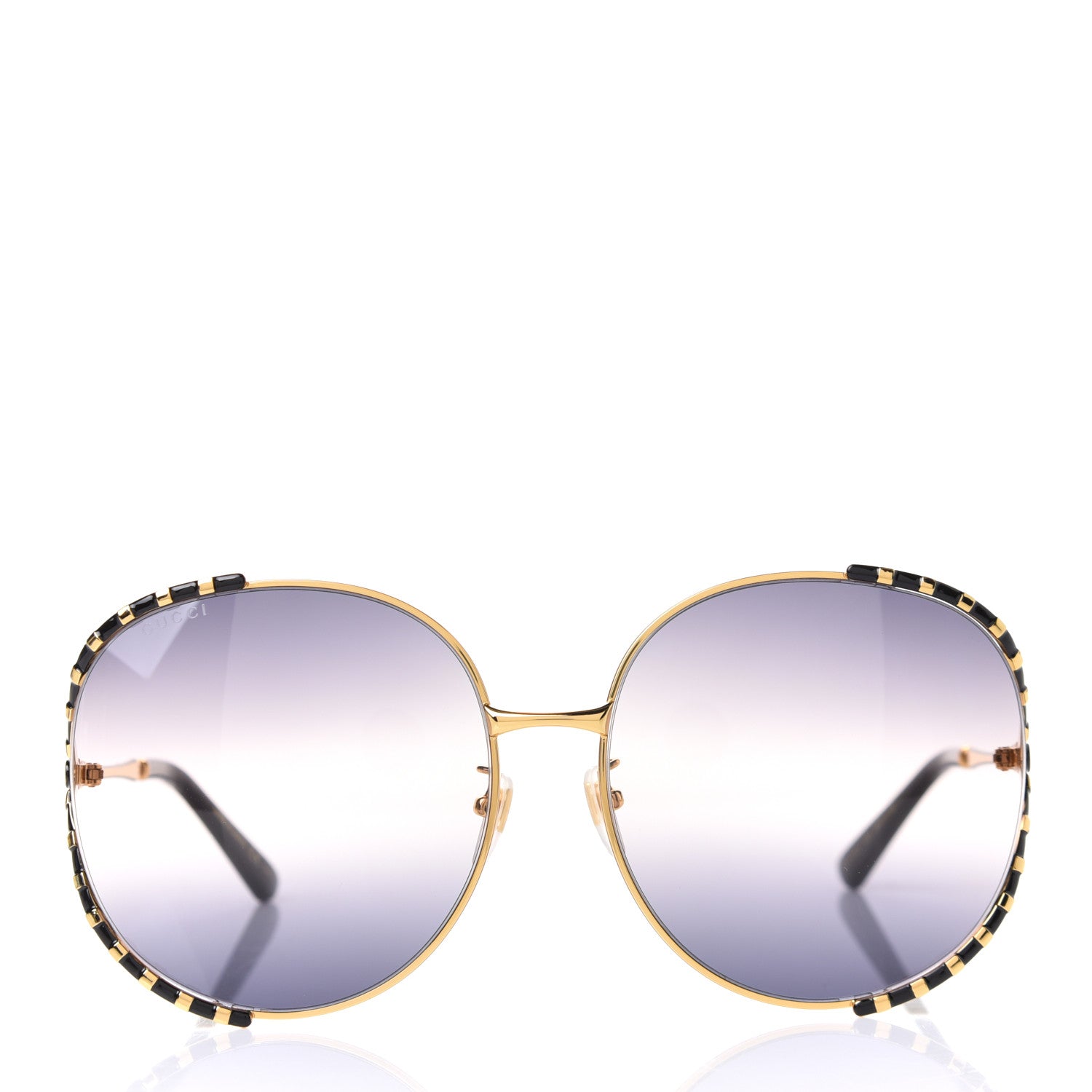 Gucci Metal Round Frame GG0595S Sunglasses Gold Black 2 of 9