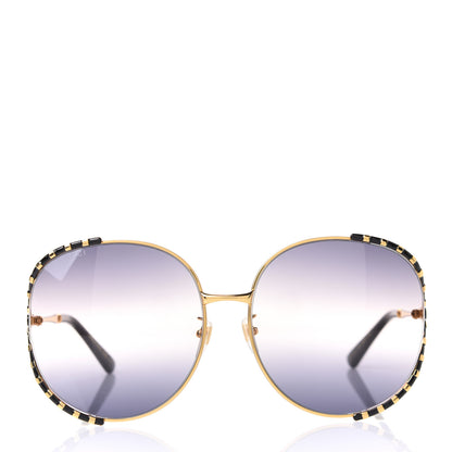 Gucci Metal Round Frame GG0595S Sunglasses Gold Black 2 of 9