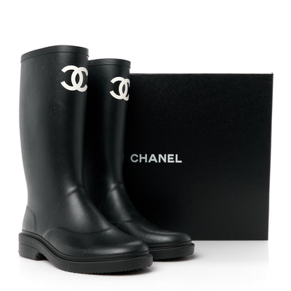 Chanel Caoutchouk CC High Boots 40 Black 9 of 9