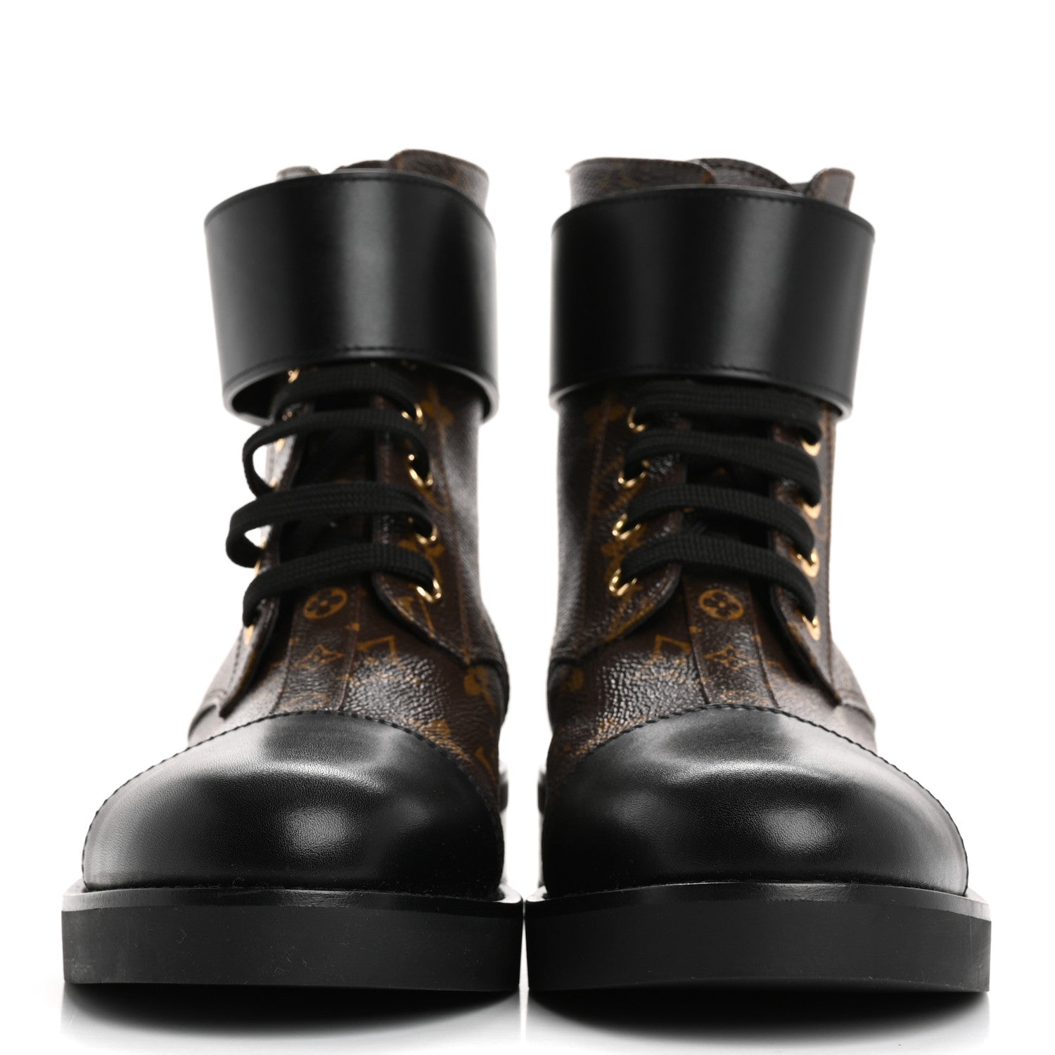 Louis Vuitton Calfskin Monogram Wonderland Flat Ranger Boots 38.5 Black 3 of 11