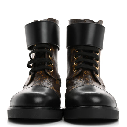 Louis Vuitton Calfskin Monogram Wonderland Flat Ranger Boots 38.5 Black 3 of 11