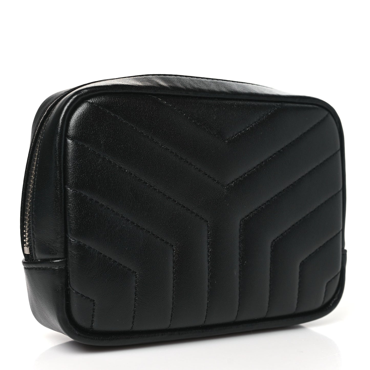 Lambskin Y Quilted Monogram Loulou Cosmetic Case Black