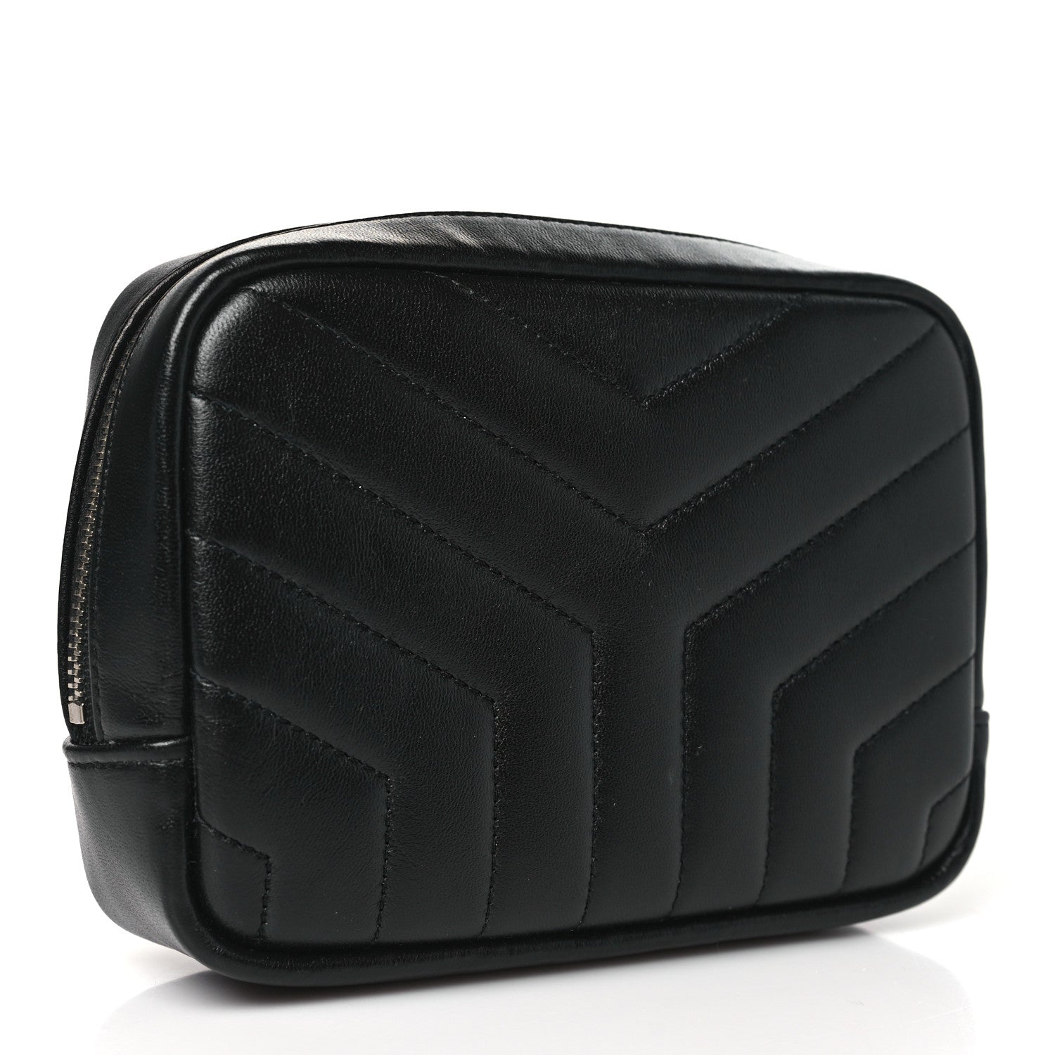 Saint Laurent Lambskin Y Quilted Monogram Loulou Cosmetic Case Black 4 of 11