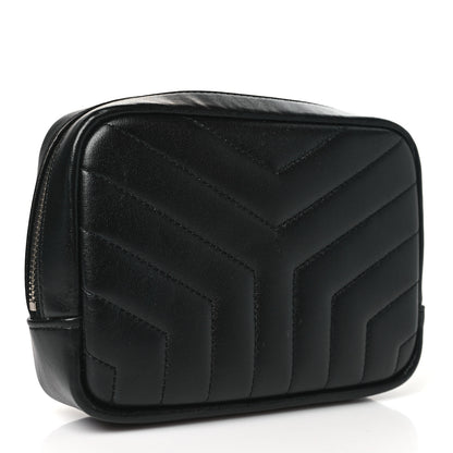 Saint Laurent Lambskin Y Quilted Monogram Loulou Cosmetic Case Black 4 of 11