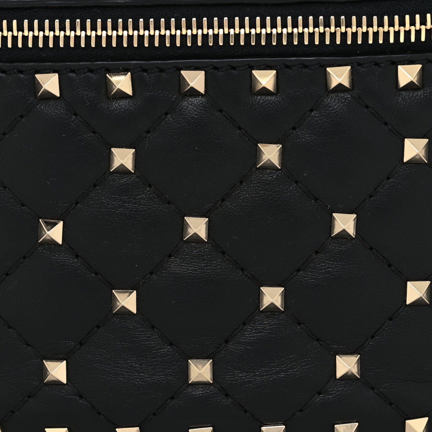 Lambskin Rockstud Spike Belt Bag 85 Black