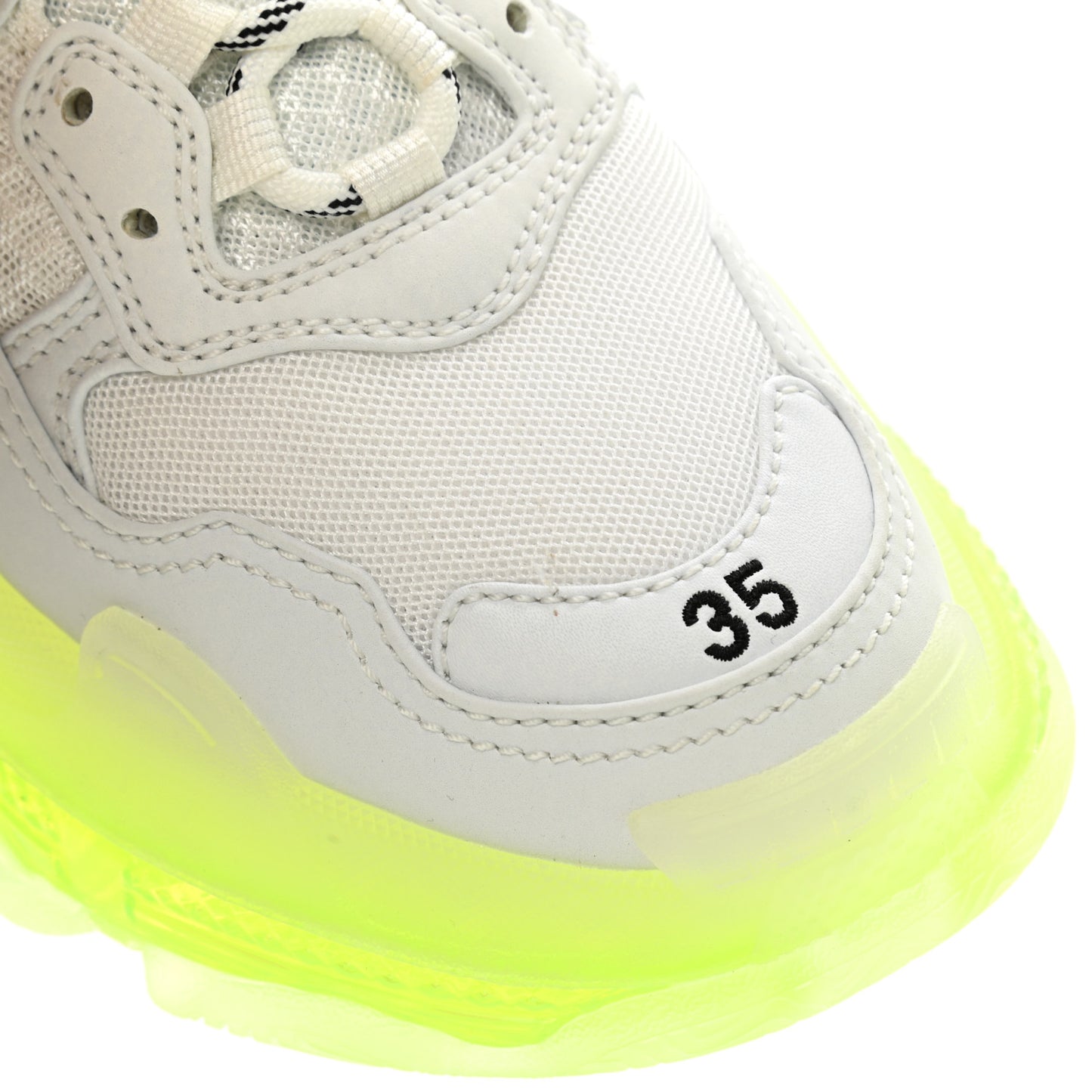 Fabric Mesh Clear Sole Fluo Womens Triple S Sneakers 35 White Fluo Yellow