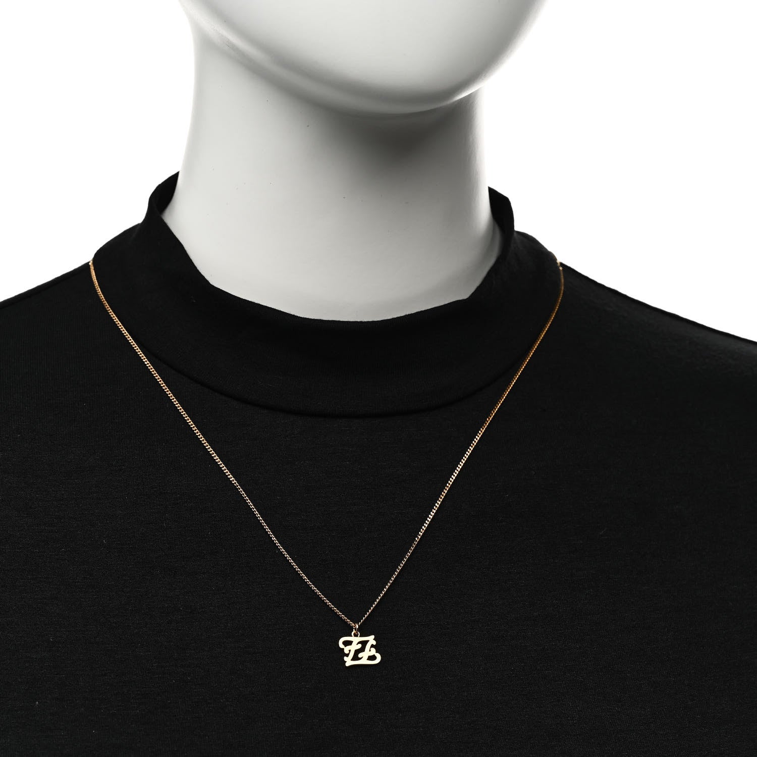 Fendi Metal Karligraphy Necklace Gold 2 of 7