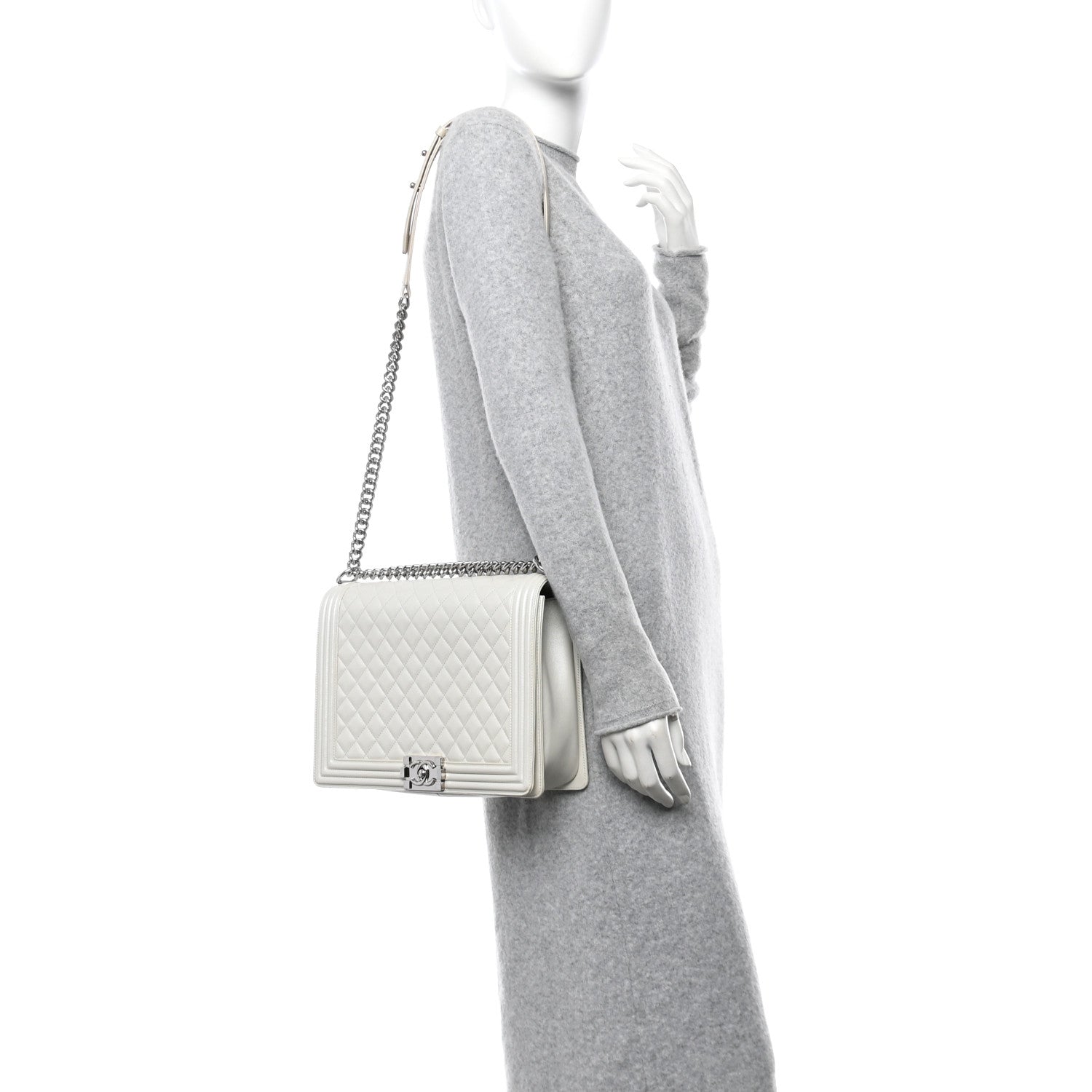 Chanel Iridescent Lambskin Quilted Large Boy Flap White 2 of 12