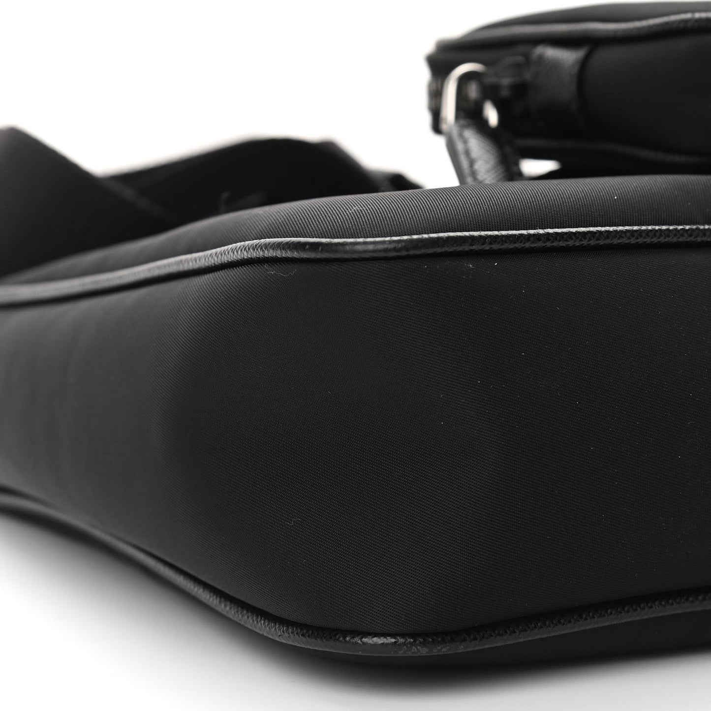 Re-Nylon Saffiano Pocket Zippered Shoulder Bag Black