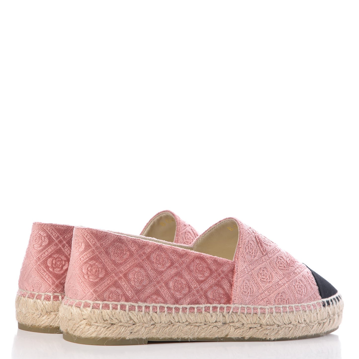Velvet Grosgrain Quilted Camellia CC Espadrilles 40 Pink Black