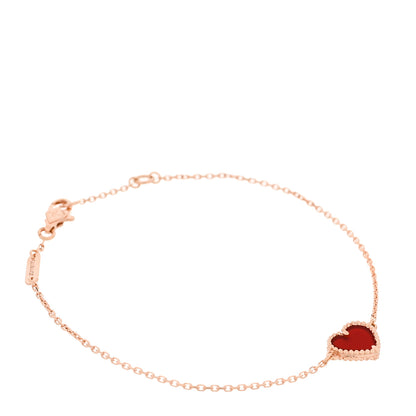 Van Cleef & Arpels 18K Rose Gold Carnelian Sweet Alhambra Heart Bracelet 1 of 6