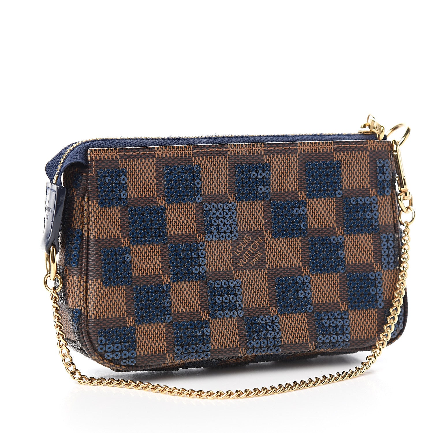 Louis Vuitton Damier Paillettes Mini Pochette Blue 2 of 9