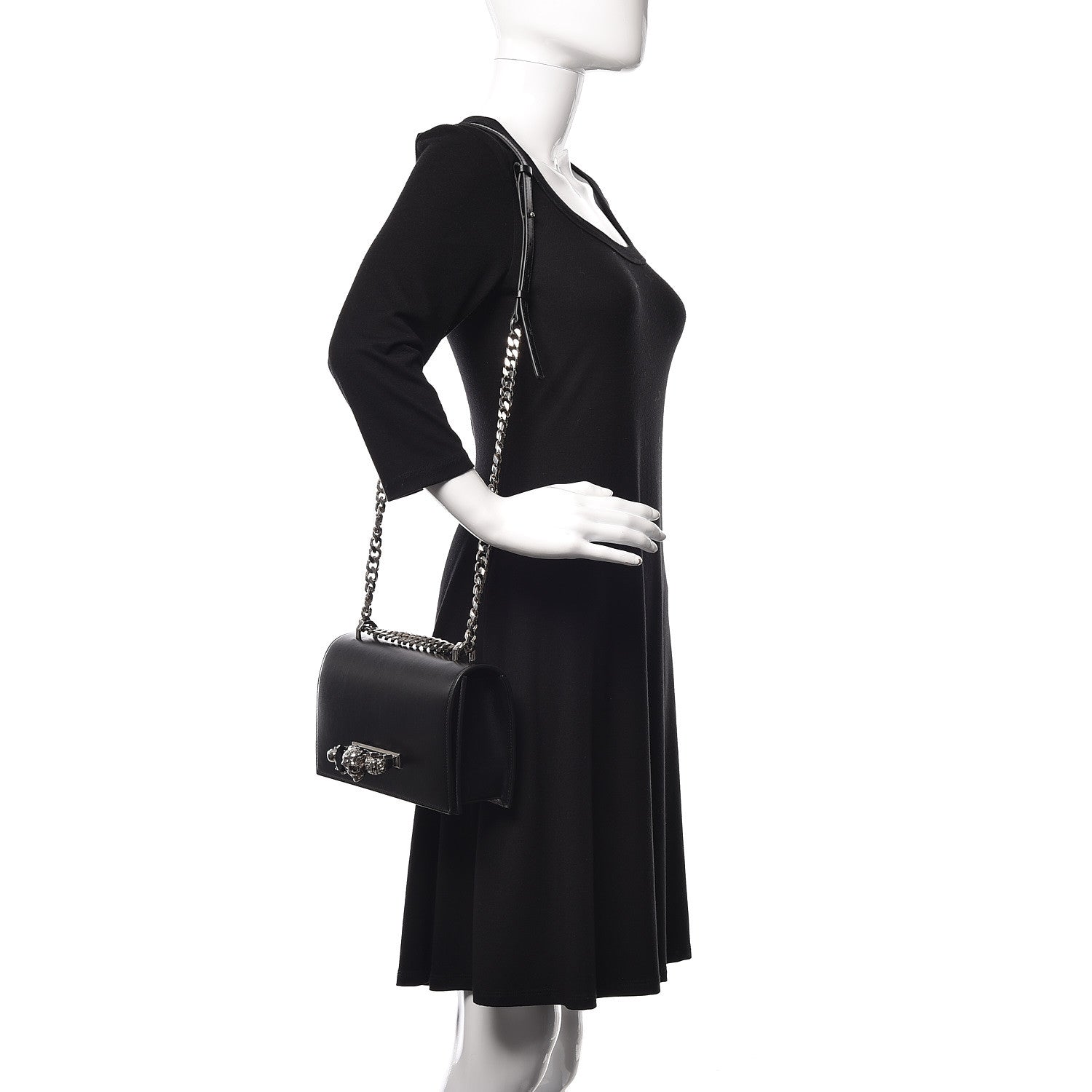 Alexander McQueen Calfskin Knuckle Shoulder Bag Black 2 of 10