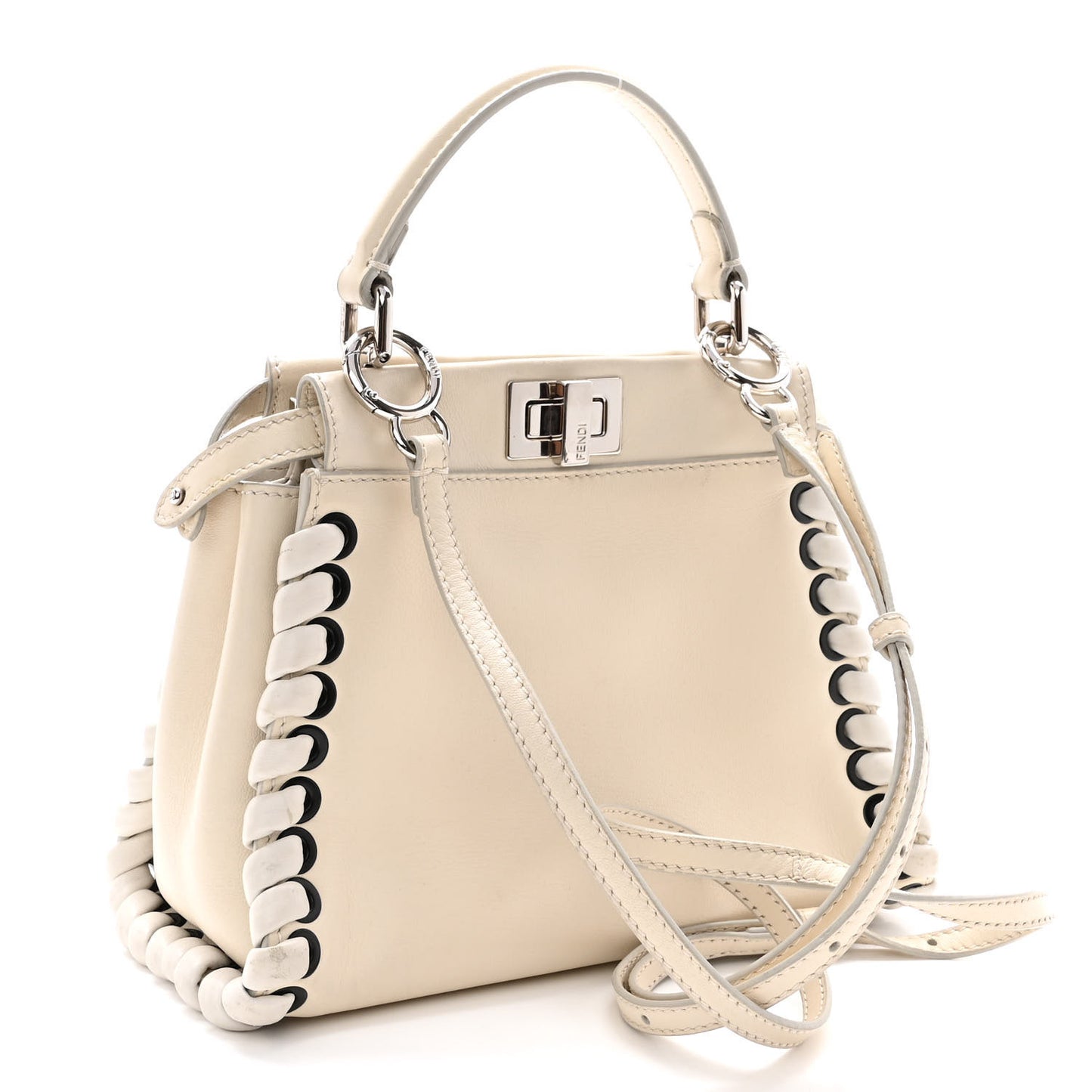 Nappa Lace Up Mini Peekaboo Iconic Satchel Bianco Carta