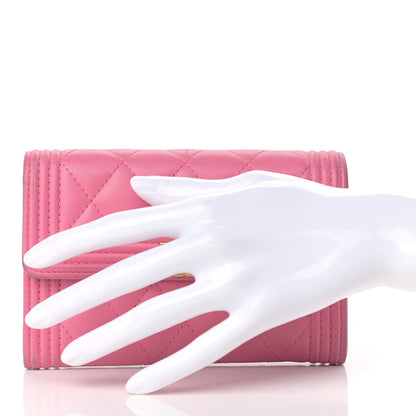 Chanel Lambskin Quilted Medium Boy Flap Wallet Pink 2 of 14