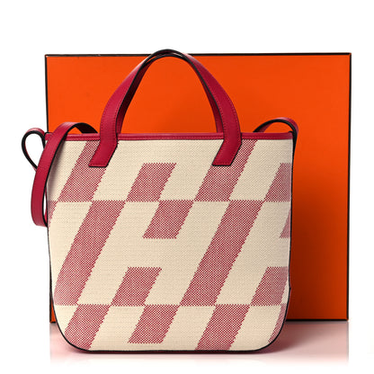 Hermes Swift Toile H Cabas H En Biais 27 Ecru Framboise 10 of 10