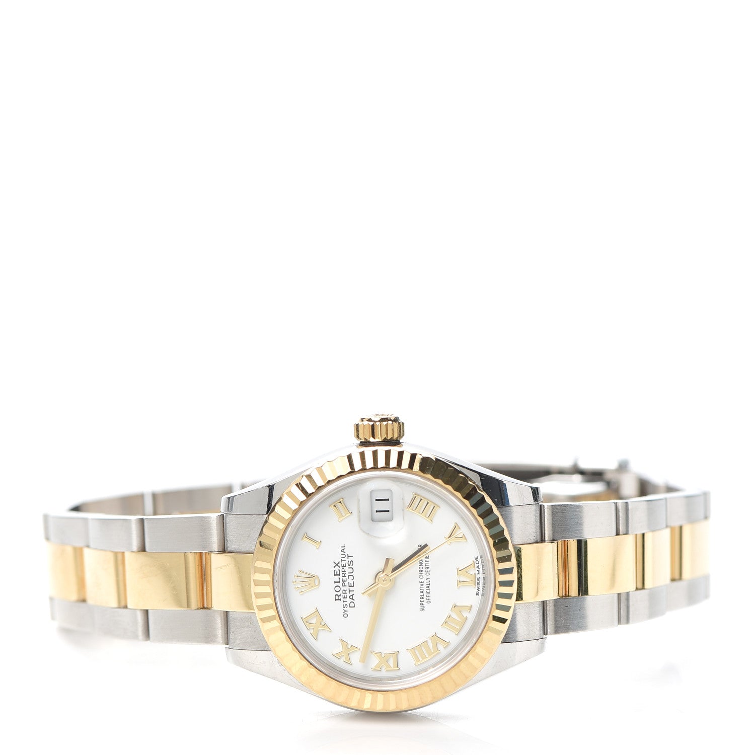 Rolex Stainless Steel 18K Yellow Gold 28mm Oyster Perpetual Datejust Watch White Roman 279173 2 of 6