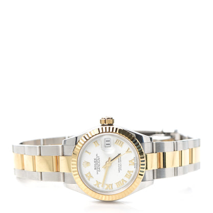 Rolex Stainless Steel 18K Yellow Gold 28mm Oyster Perpetual Datejust Watch White Roman 279173 2 of 6