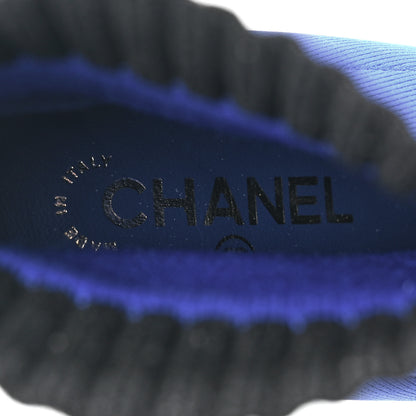 Chanel Jersey Grosgrain CC Cap Toe Short Boots 39 Blue Black 7 of 10