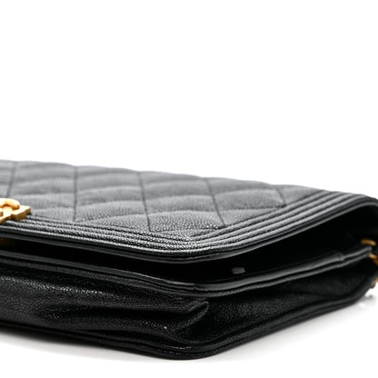 Chanel Caviar Quilted Boy Wallet On Chain WOC Black 11 of 12