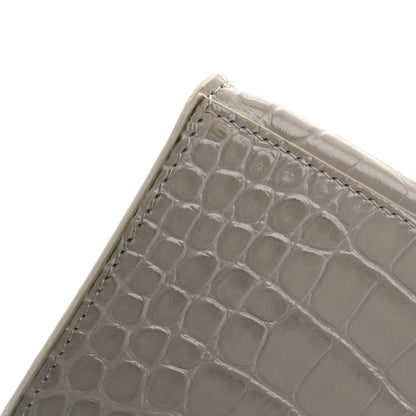 Balenciaga Shiny Calfskin Crocodile Embossed Small Hourglass Top Handle Bag Cold Beige 12 of 14