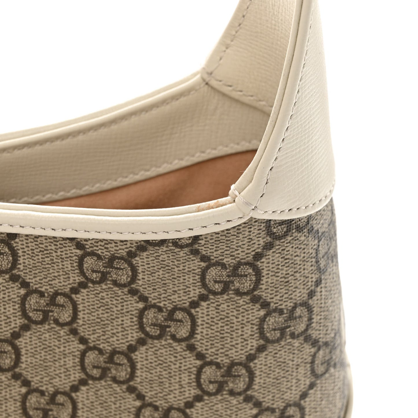 GG Supreme Monogram Azalea Calfskin Web Small Jackie 1961 Hobo Beige Ebony Mystic White