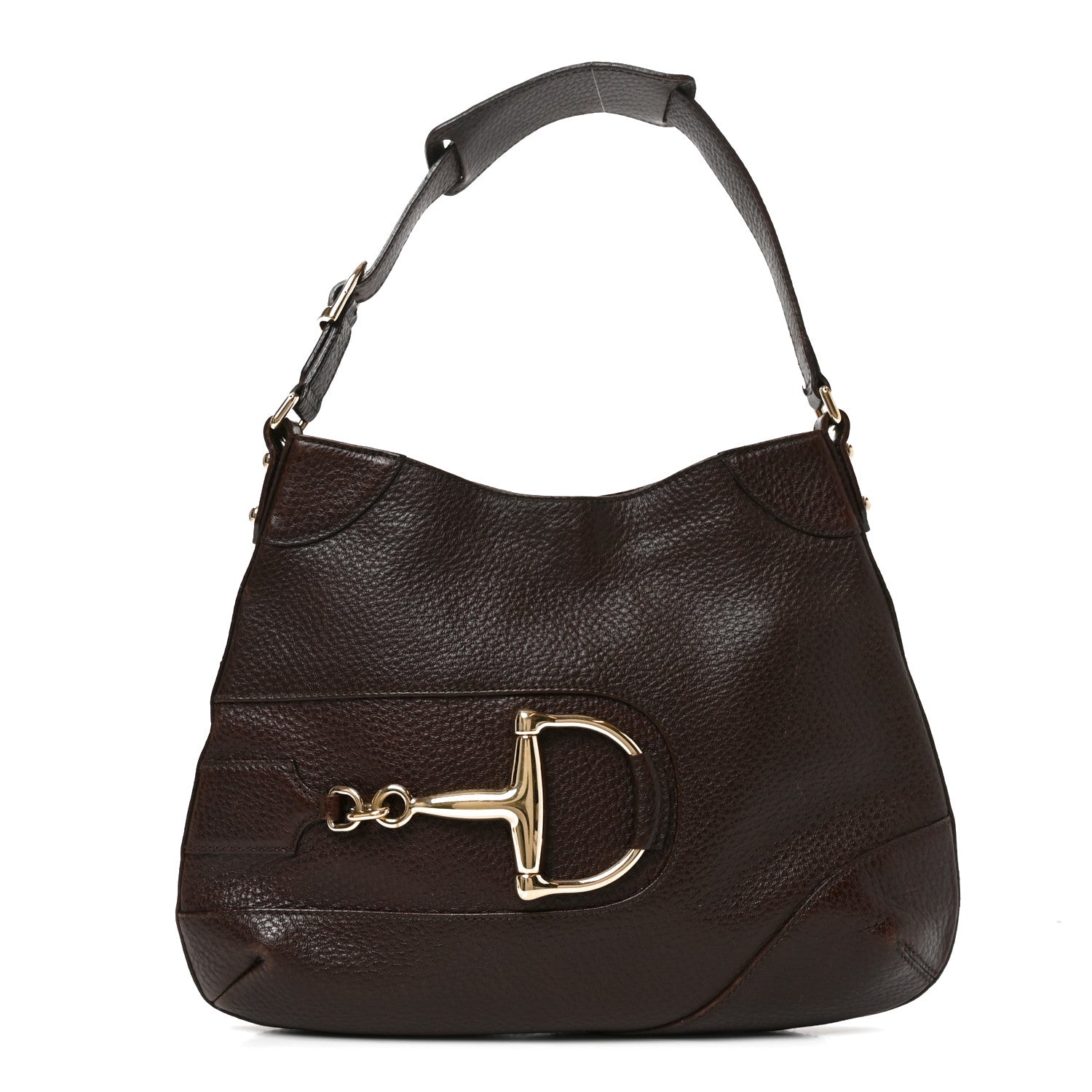 Gucci Grained Calfskin Hasler Hobo Brown 1 of 10