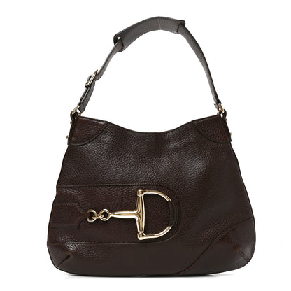 Gucci Grained Calfskin Hasler Hobo Brown 1 of 10
