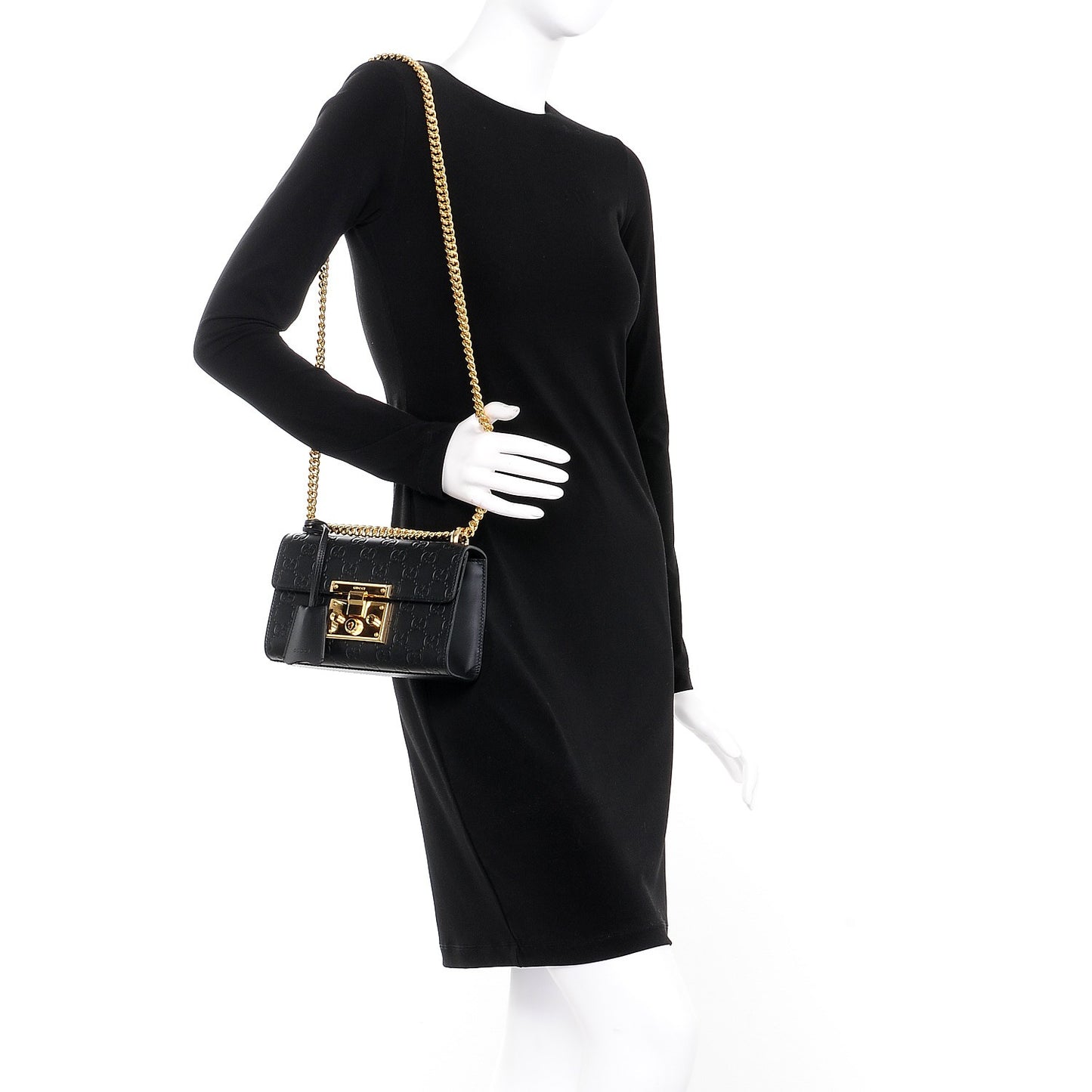 Guccissima Small Padlock Shoulder Bag Black