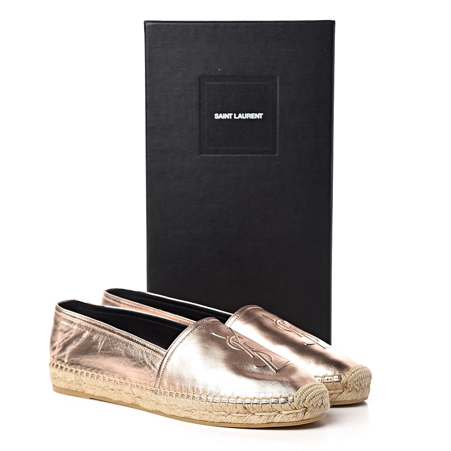 Saint Laurent Metallic Lambskin Monogram Espadrilles 39 Blush 8 of 8