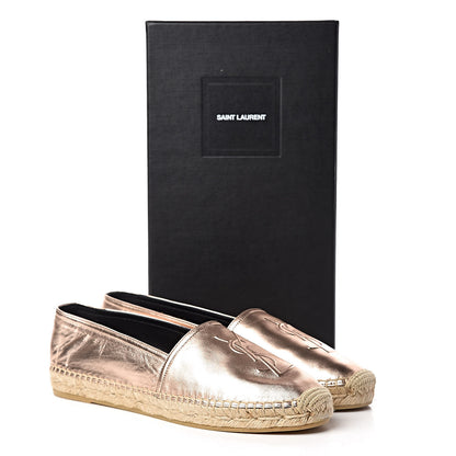 Saint Laurent Metallic Lambskin Monogram Espadrilles 39 Blush 8 of 8