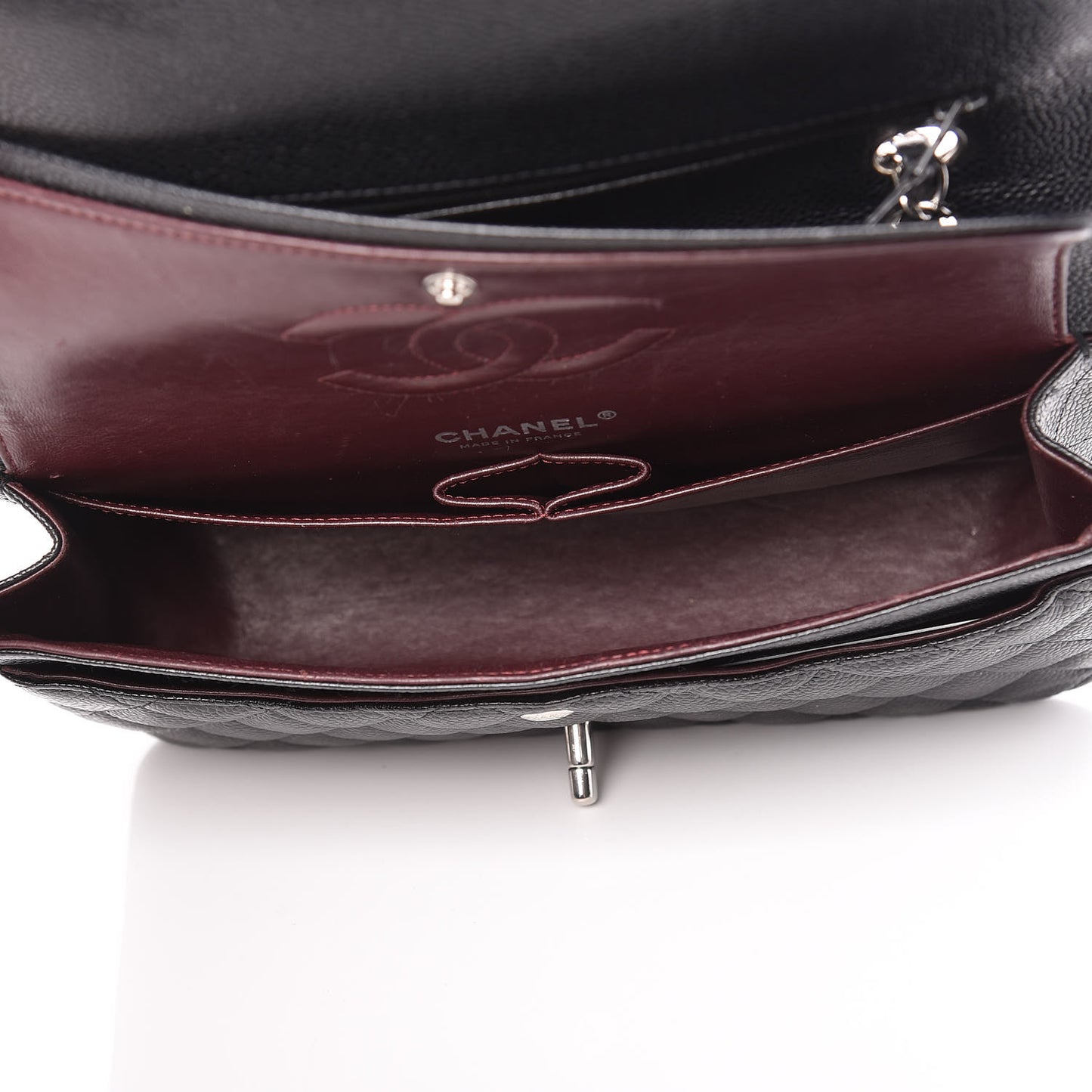 Caviar Quilted Medium Double Flap Black